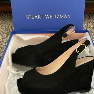 Stuart Weitzman Riviera Suede sling back wedge